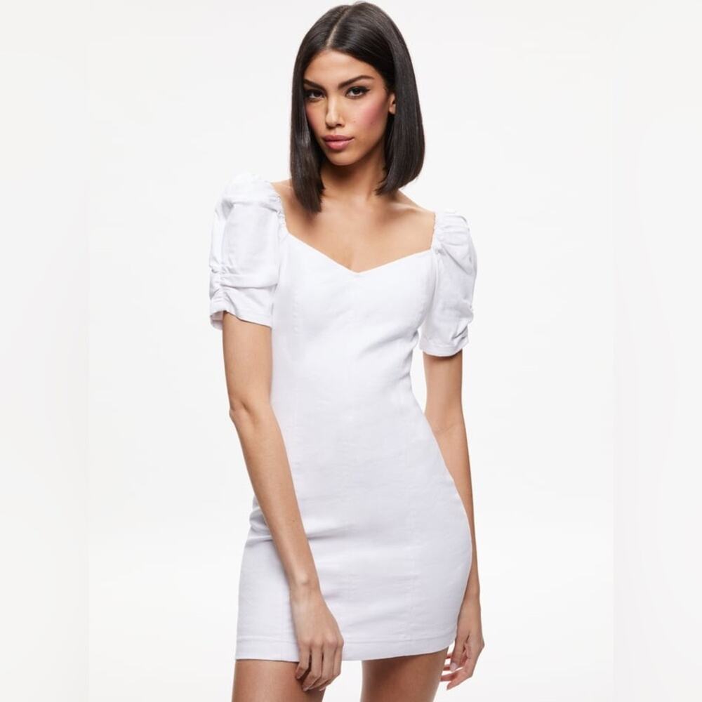 Alice + Olivia Mimi Puff Sleeve Mini Dress in Vintage Sugar 8